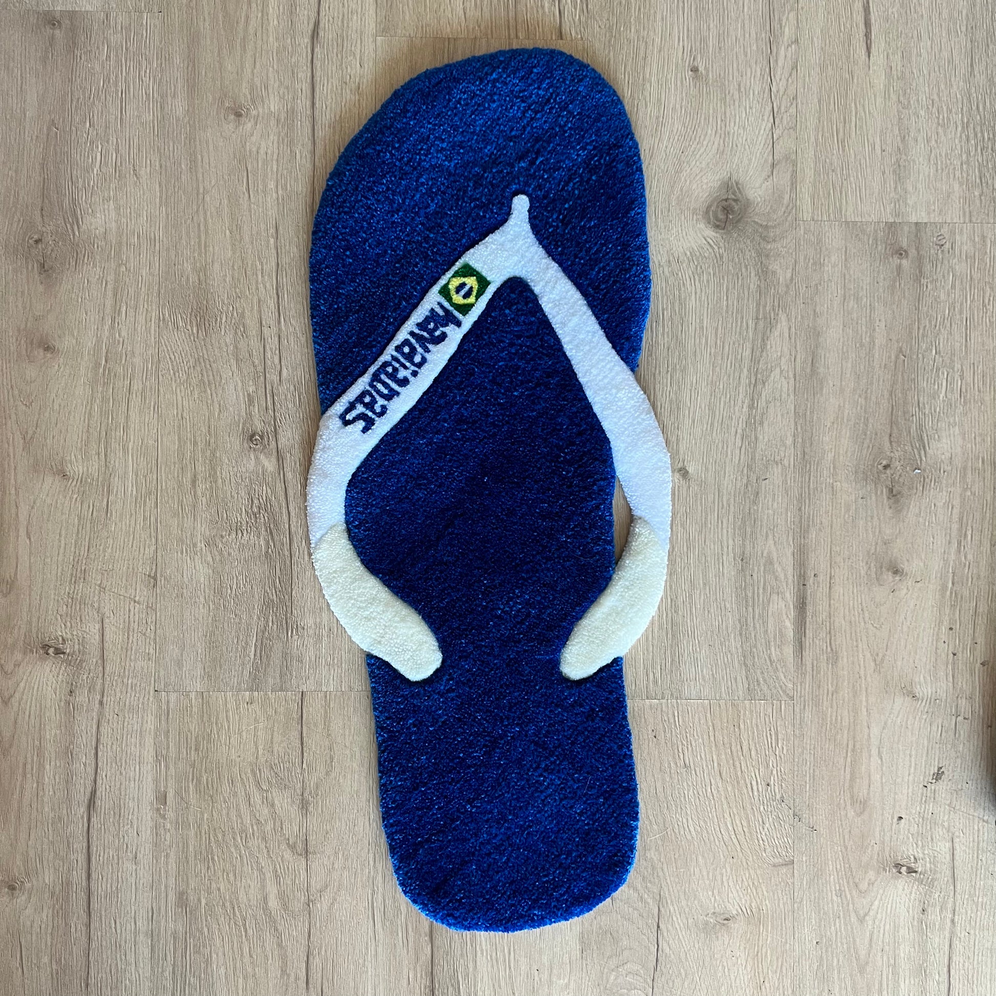 Chanclas Havaianas Brazil Blue and White Sandalia Carpet | Custom-Rugs