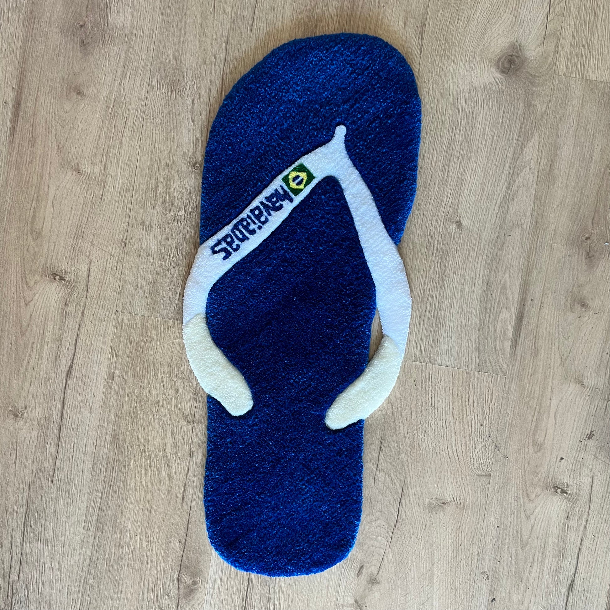 Chanclas Havaianas Brazil Blue and White Sandalia Carpet | Custom-Rugs