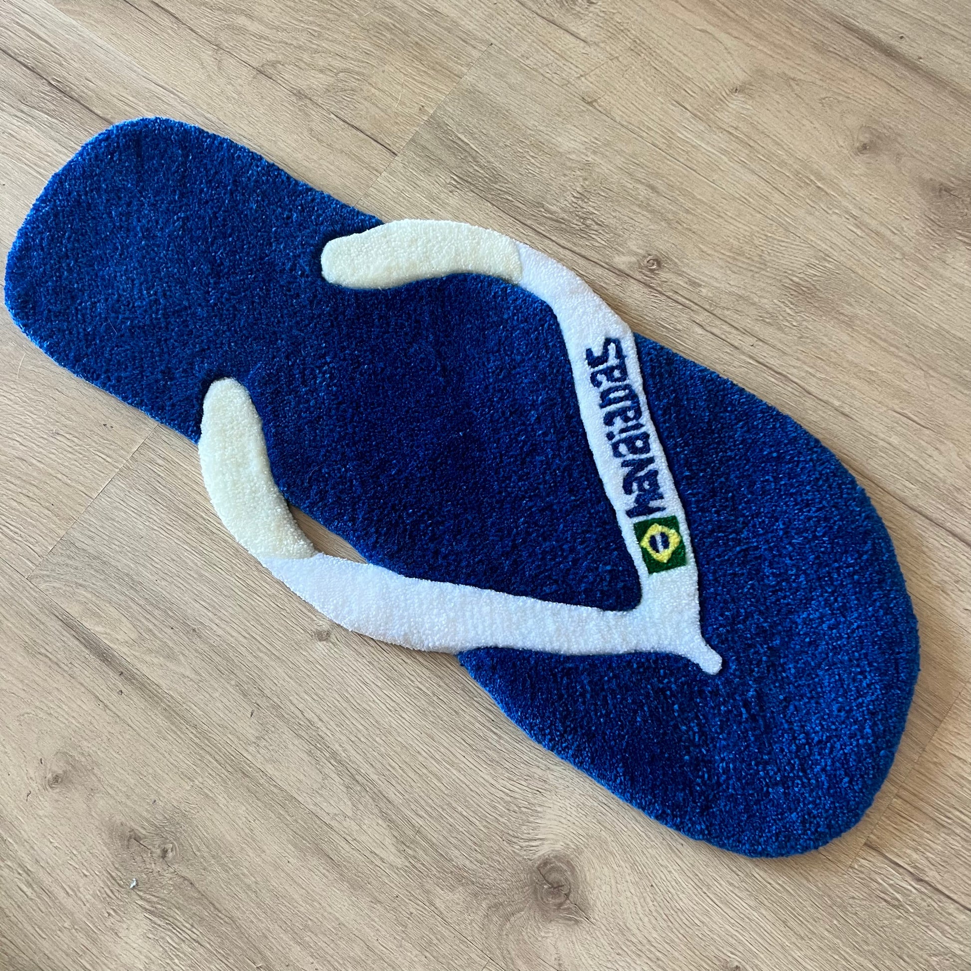 Chanclas Havaianas Brazil Blue and White Sandalia Carpet | Custom-Rugs