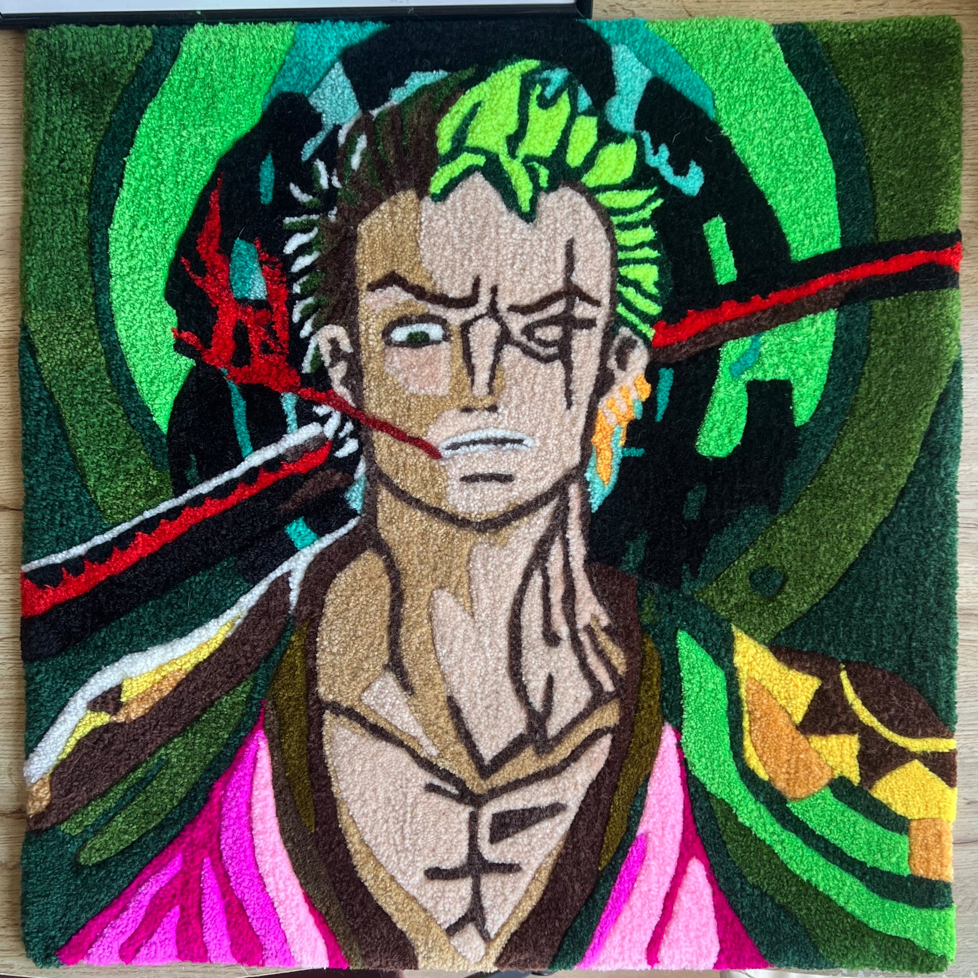 Roronoa Zoro Carpet | Personal Tufted Rug of Your beloved Character from OnePiece Cartoon