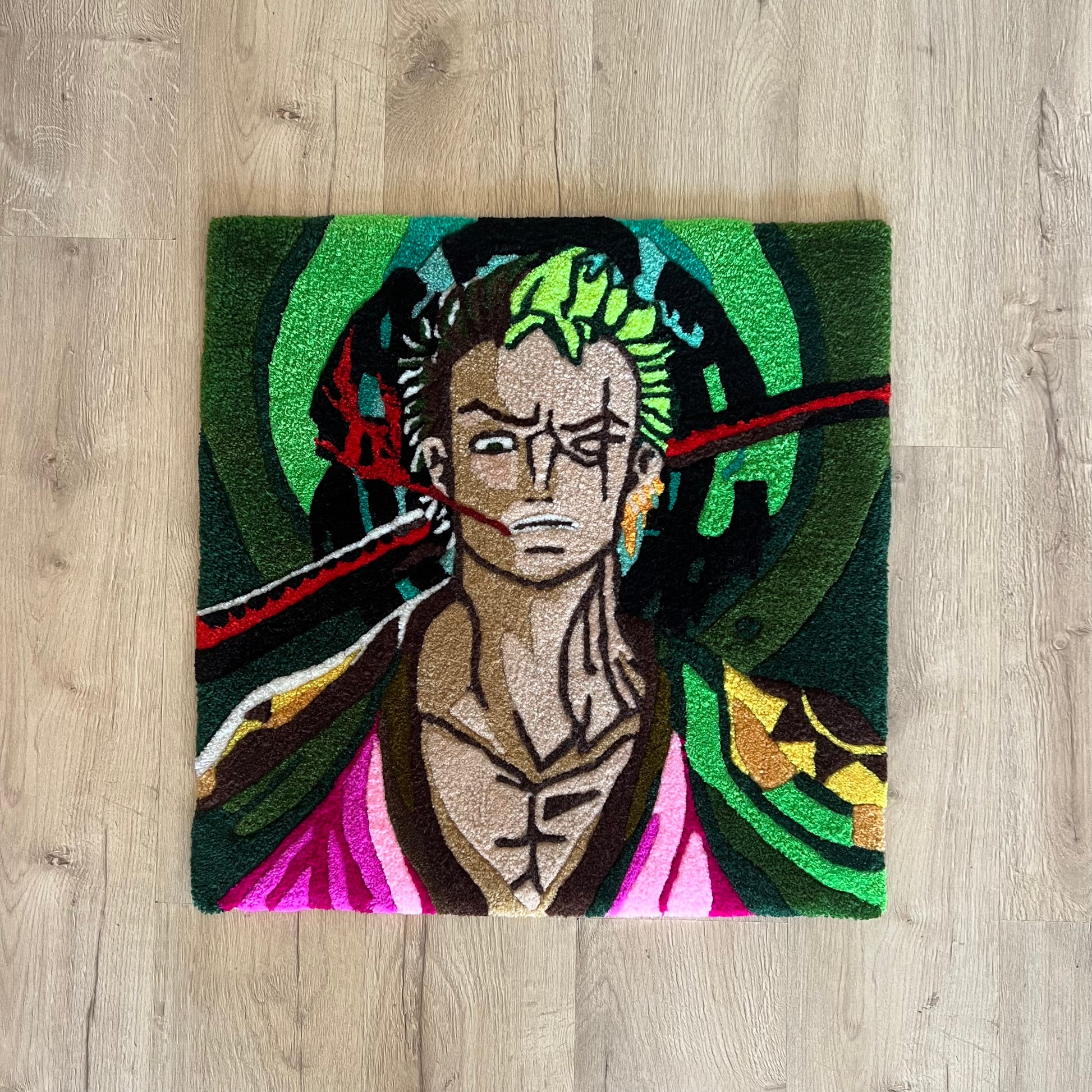 Roronoa Zoro Carpet | Personal Tufted Rug of Your beloved Character from OnePiece Cartoon