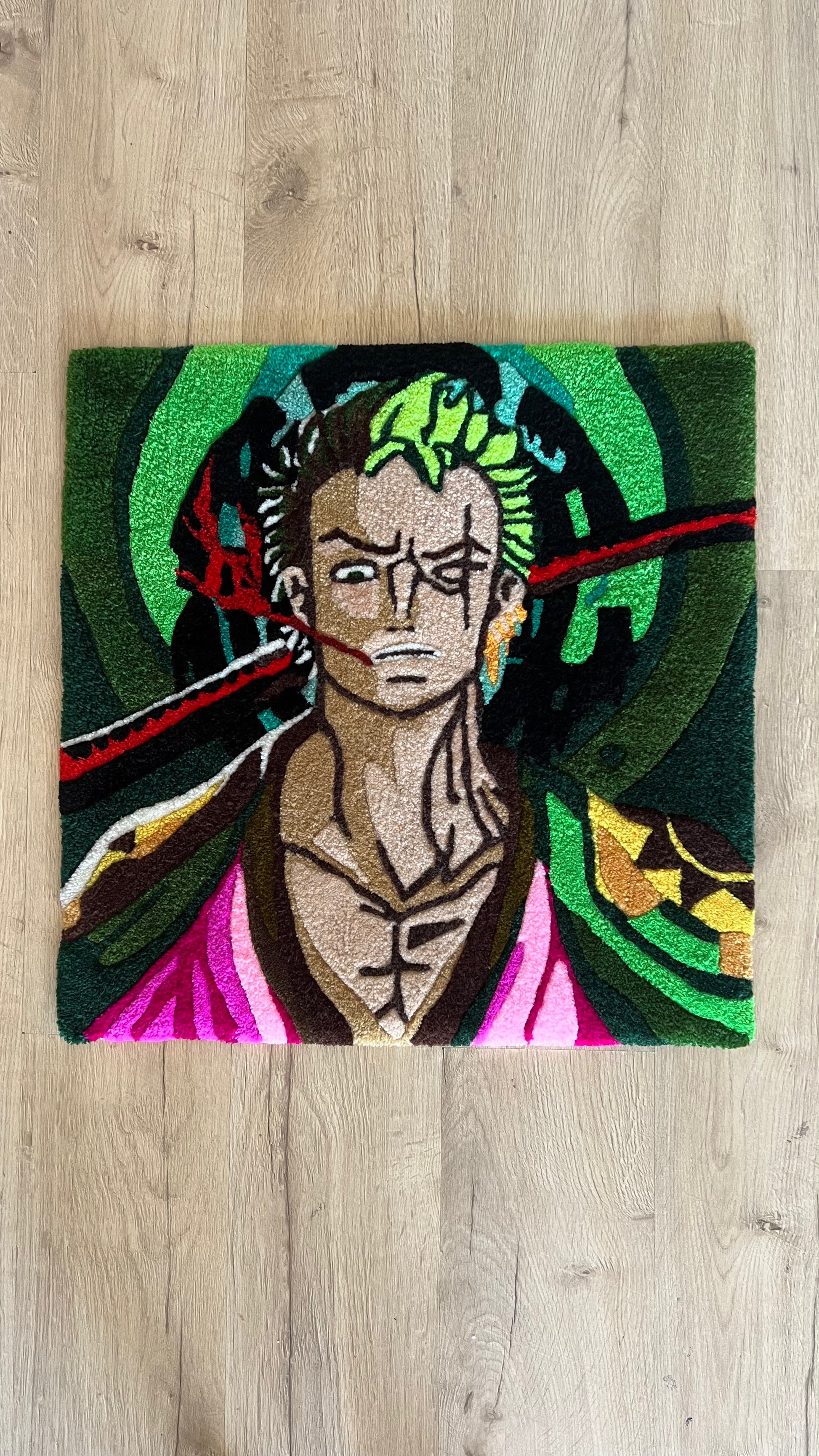 Roronoa Zoro Carpet | Personal Tufted Rug of Your beloved Character from OnePiece Cartoon