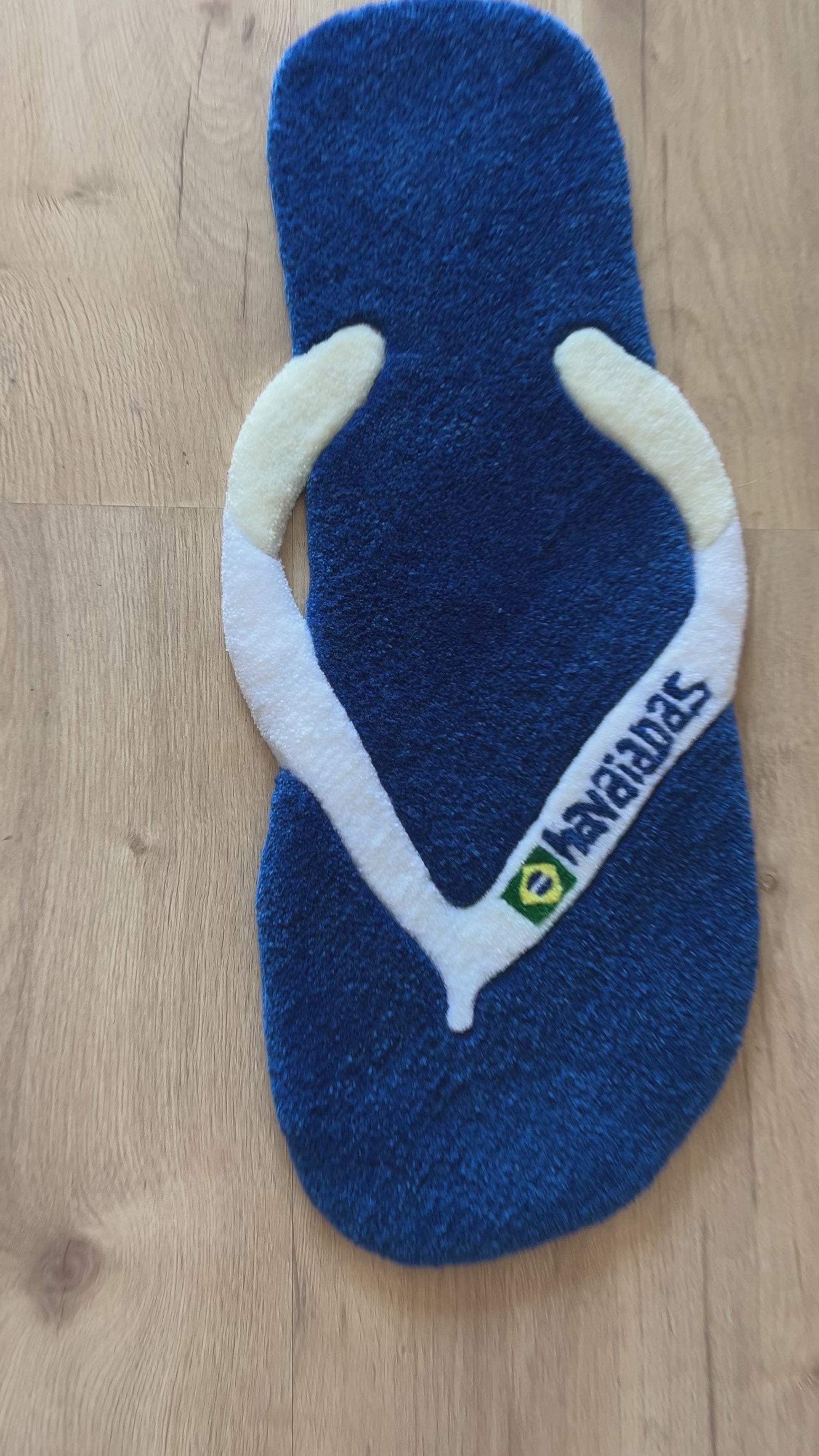 Chanclas Havaianas Brazil Blue and White Sandalia Carpet | Custom-Rugs