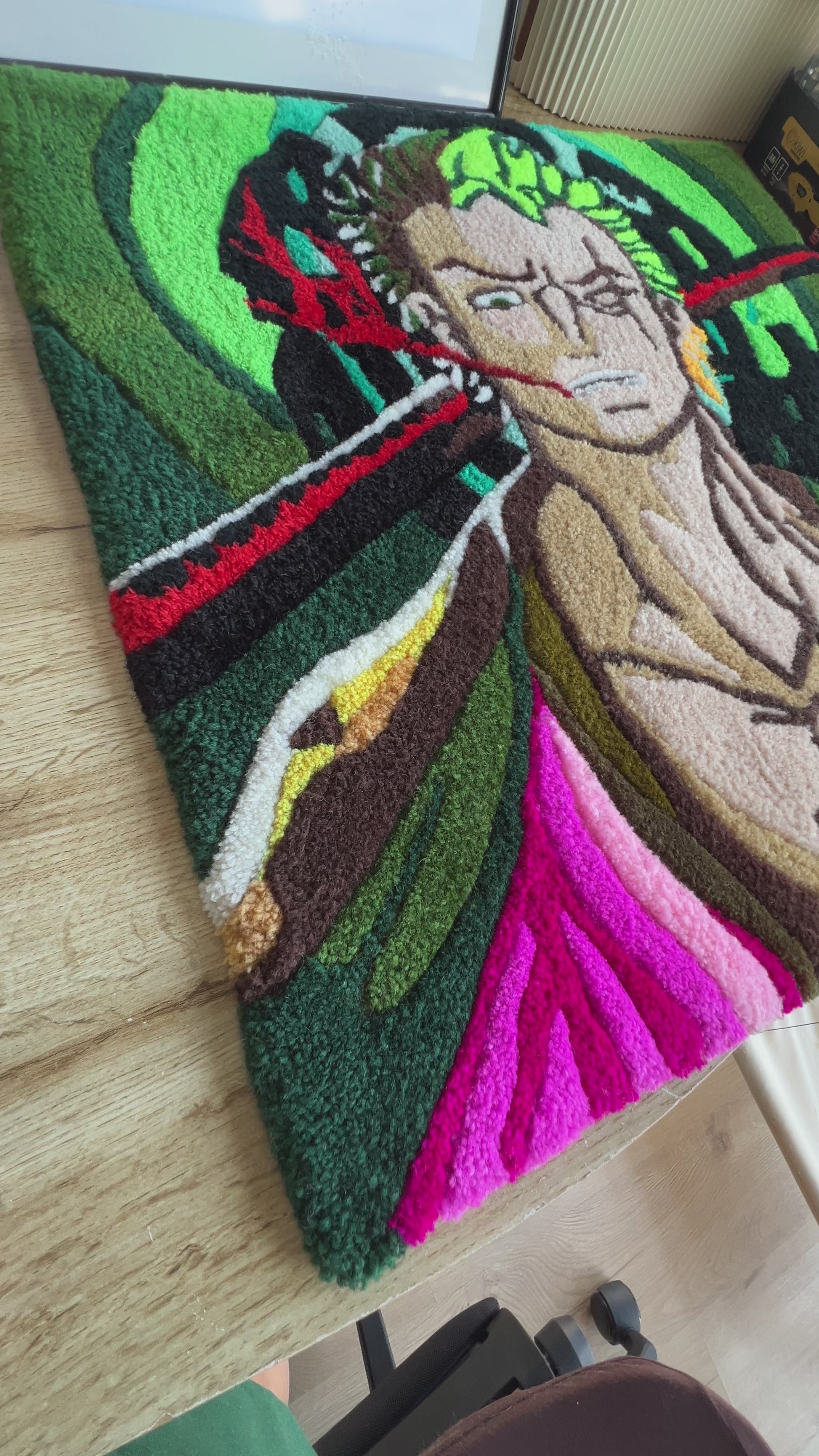 Roronoa Zoro Carpet | Personal Tufted Rug of Your beloved Character from OnePiece Cartoon